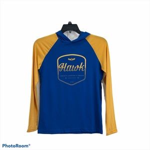 Tony Hawk long sleeve hooded blue & gold shirt